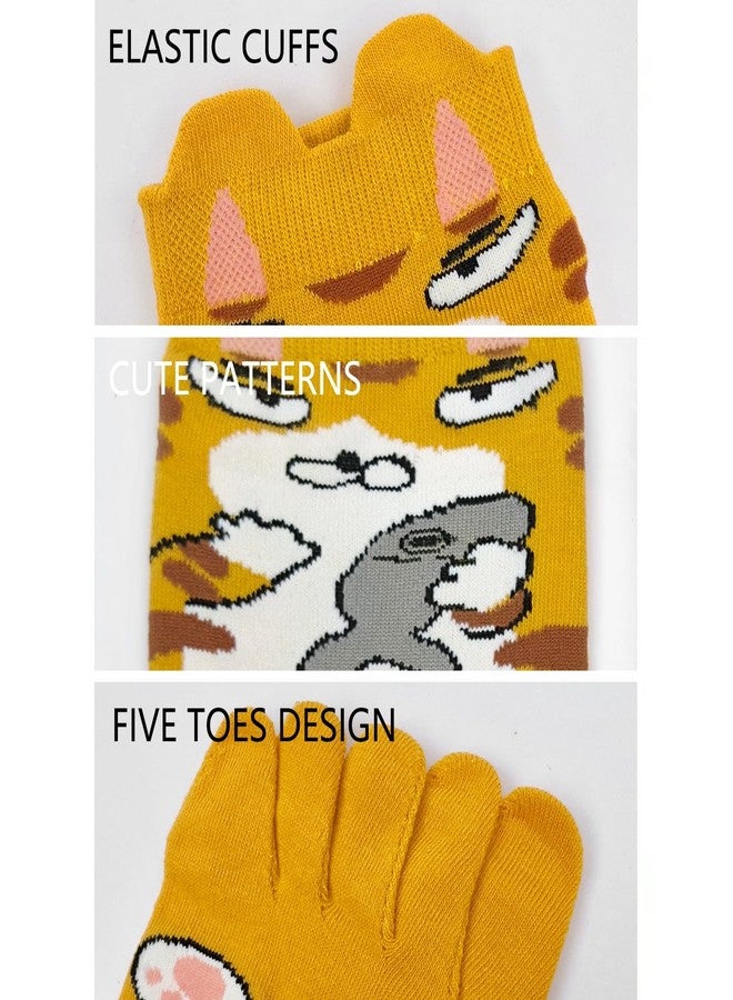 ABTRAV Womens Funny Toe Socks Five Finger Low Cut Socks Cartoon Toe Seperated Cotton Running Ankle Socks - Image 4